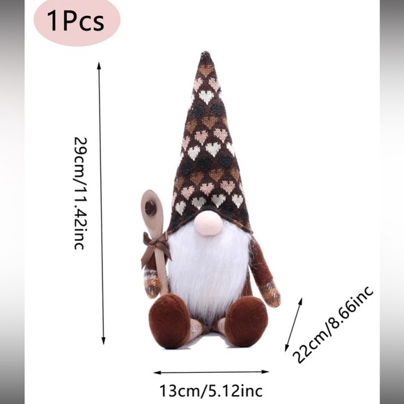 NWT Adorable Coffee Heart Gnome Decoration w/ Wooden Spoon & Coffee Bean 🫘 - Picture 6 of 6